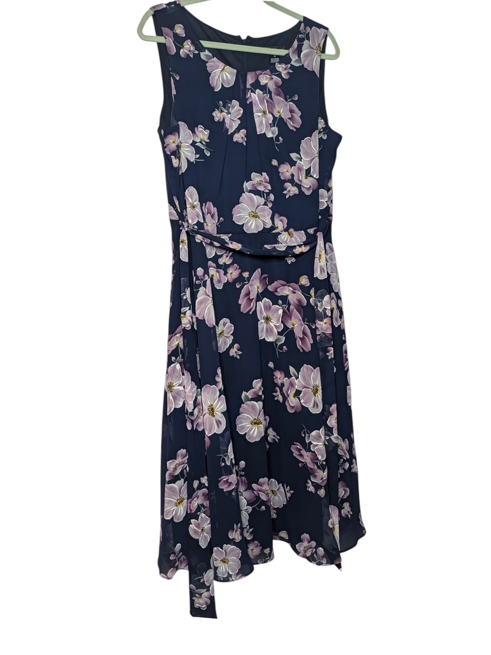 Jessica Howard Navy Sleeveless Dress with Pink Floral Print, Size 18